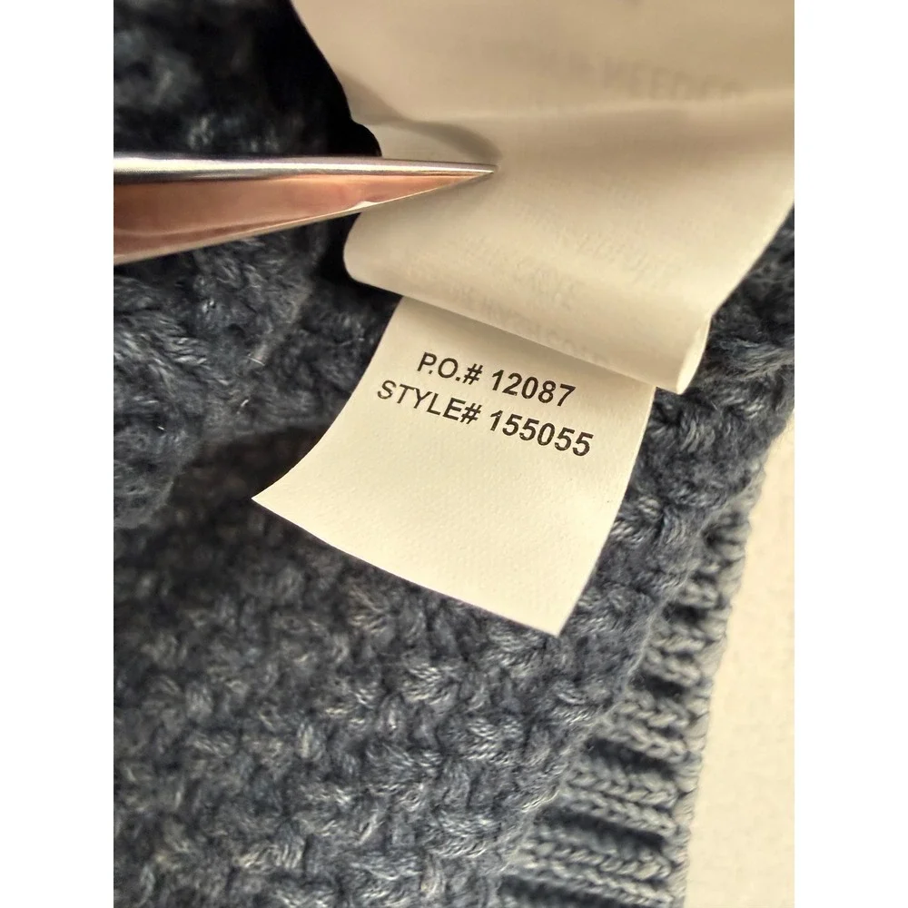 Carbon 2 Cobalt Full Zip Sweater‎ Mens Large Blue Gray Linen Cotton Cable Knit